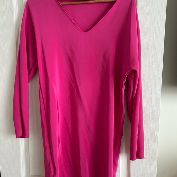 Ralph Lauren Dresses & Skirts - Ralph Lauren 100% Silk Hot Pink V Neck Long Sleeve Jenning Dress Sz XS